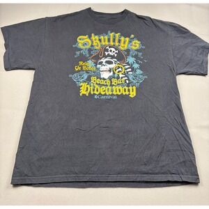 Carnival Cruise Skully's Beach Bar Hideaway Pirate Graphic T-Shirt XL Black